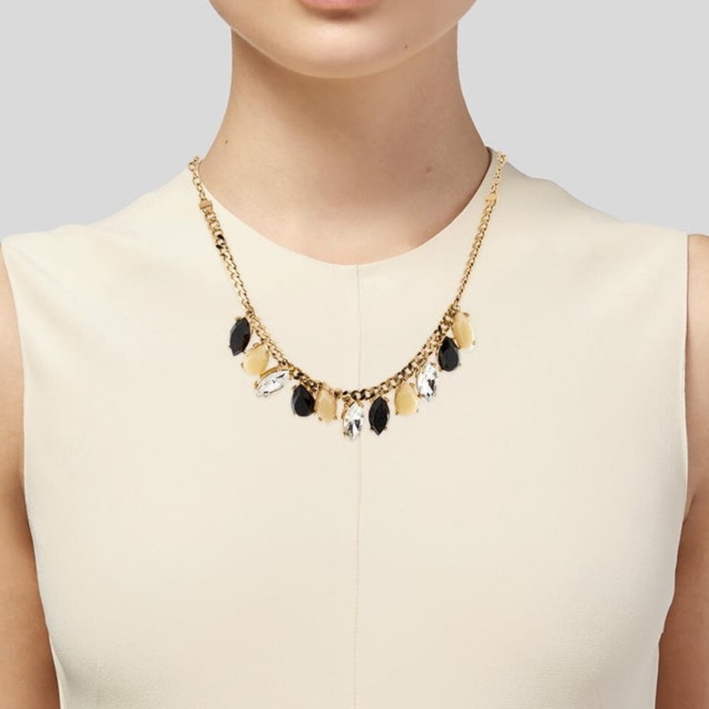 Kate Spade Gold And Crystal Gem Stone Statement Necklace NWT